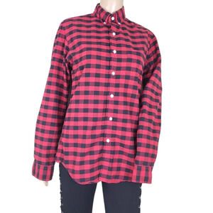 J Crew Gingham Gingham Oxford Men Slim Red Black Plaid Button Shirt C4283